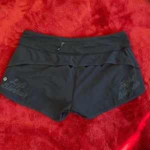 Special edition black lululemon ‘speed up’ shorts